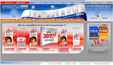 WERBEDISPLAY3000, bietet Displaysysteme ab 27,99 EUR inkl. MwSt.
